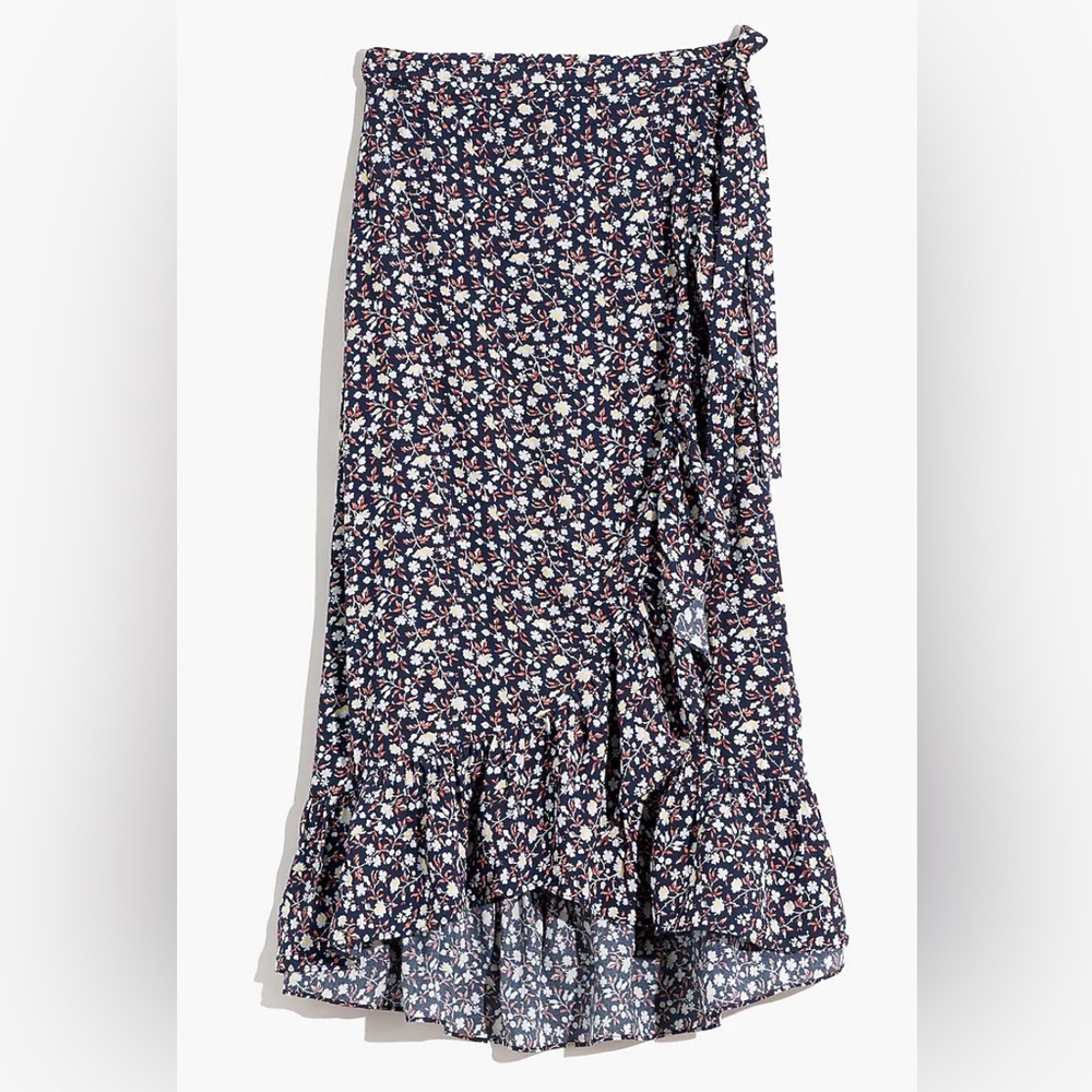 MADEWELL Ruffle-Edge Midi Wrap Skirt in Harvest Vine SZ/0 - Picture 4 of 12